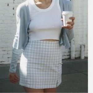 Brandy Melville Blue Plaid Check Cara Skirt one size XS Small